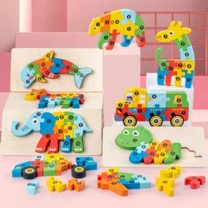 Puzzle 3D en bois Montessori