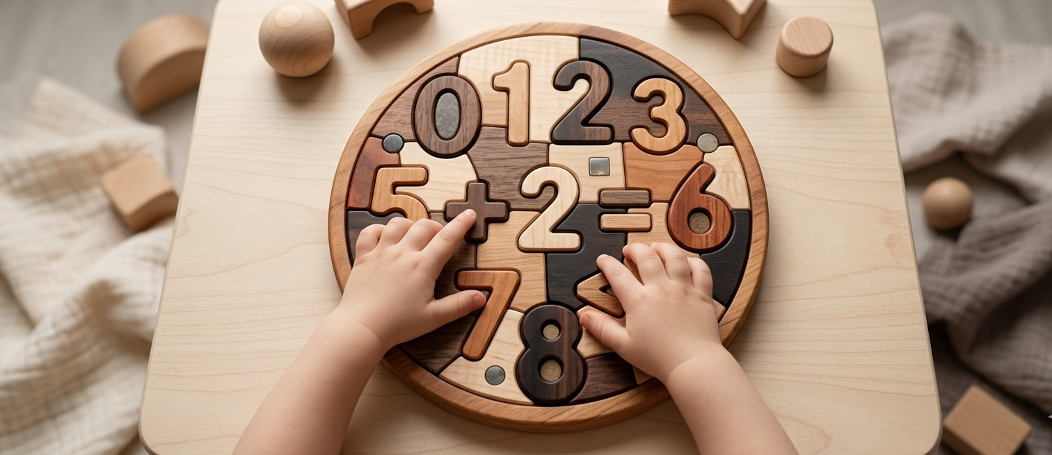 Enfant manipulant puzzle chiffres.