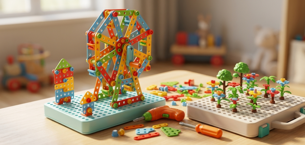 Grande roue et jardin en pièces clipsables.