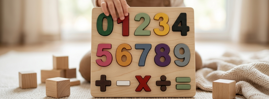 Puzzle chiffres symboles mathématiques.