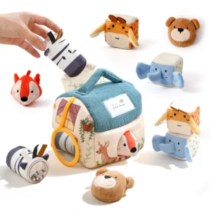 Boîte Montessori en tissu avec animaux - Jouet sensoriel bébé dès 6 mois