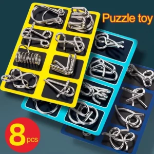 Jeu de puzzle Montessori en métal – 8 casse-têtes éducatifs