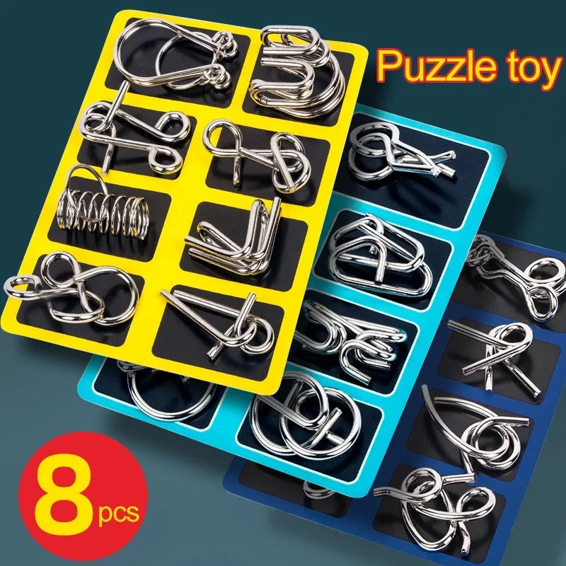 Jeu de puzzle Montessori en métal – 8 casse-têtes éducatifs