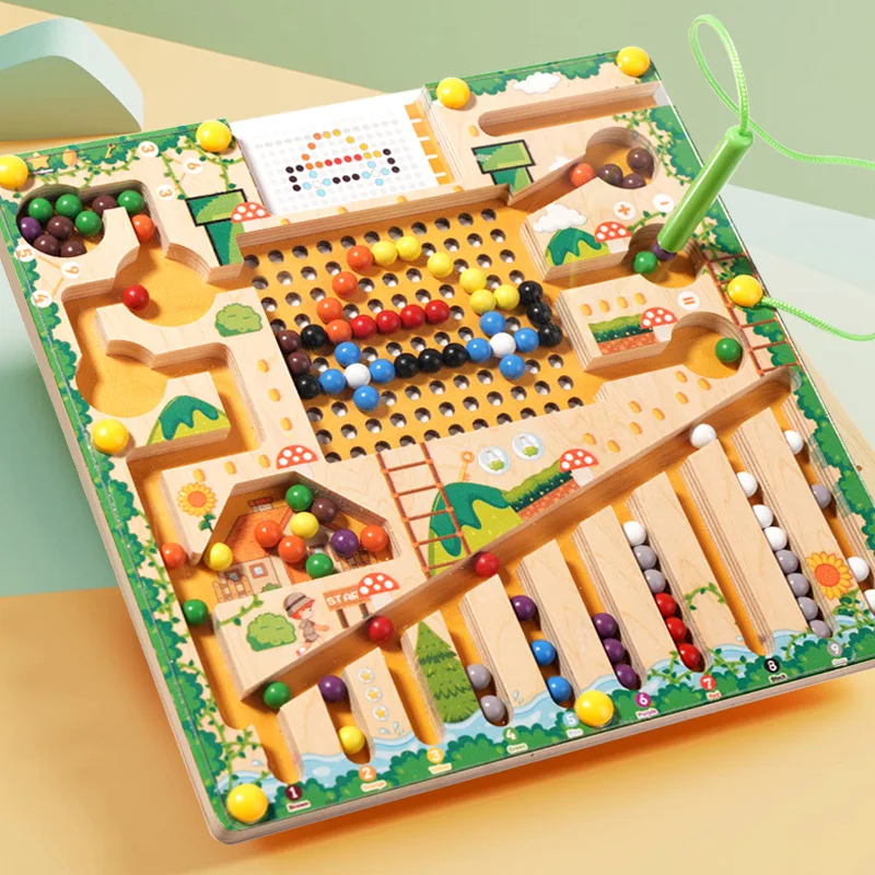 Labyrinthe magnétique Montessori en bois