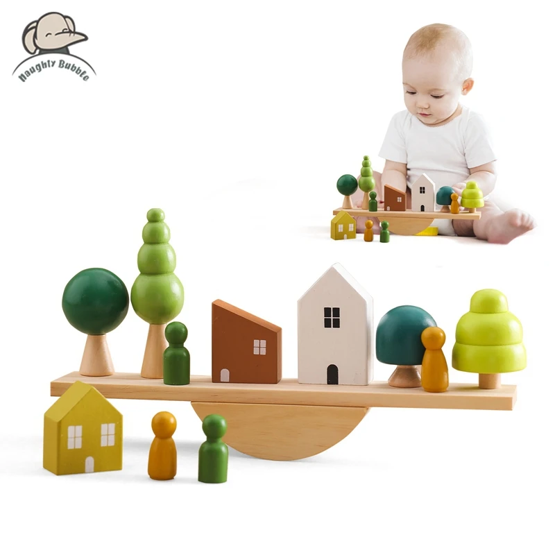 Jeu d'équilibre Montessori en bois et jeu de laçage